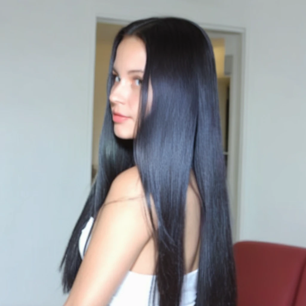 1girl long black hair . in room . <lora:8SL10:0.5> 8sl,