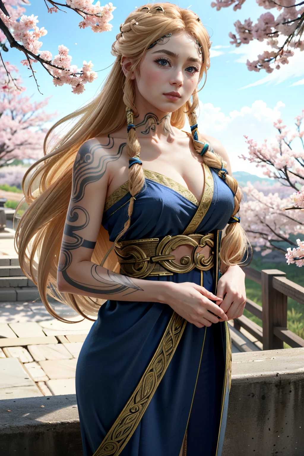 ((ultra detailed, masterpiece, absurdres))
 <lora:GOWSif:0.8>
GOWSif, 1girl, long hair, blonde hair, tattoo, yukata, japan, cherry blossoms, hair ornament