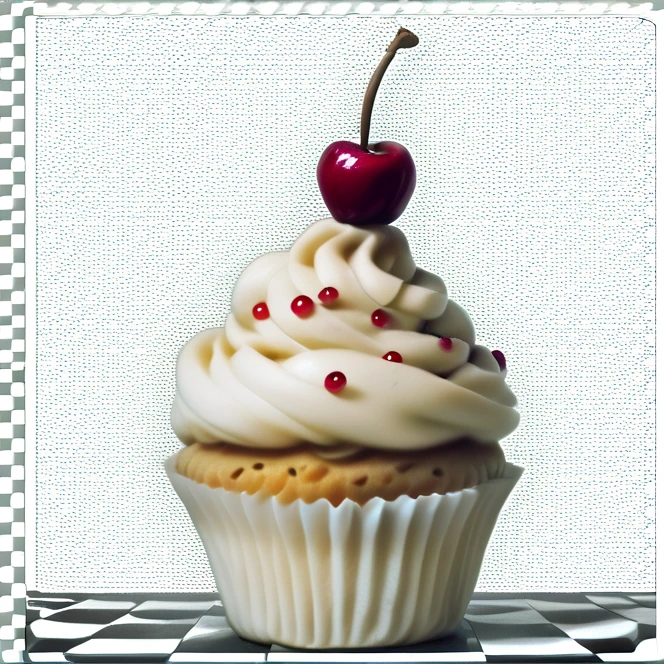 score_9, score_8_up, score_7_up, , <lora:cupcake_overdose_pony:0.8>,source_photo,realistic,fantasy,high resolution,
CupcakeOverdose,, smile,food,grey background,english text,no humans,fruit,:>,checkered background,cherry,food focus,cupcake,sweets