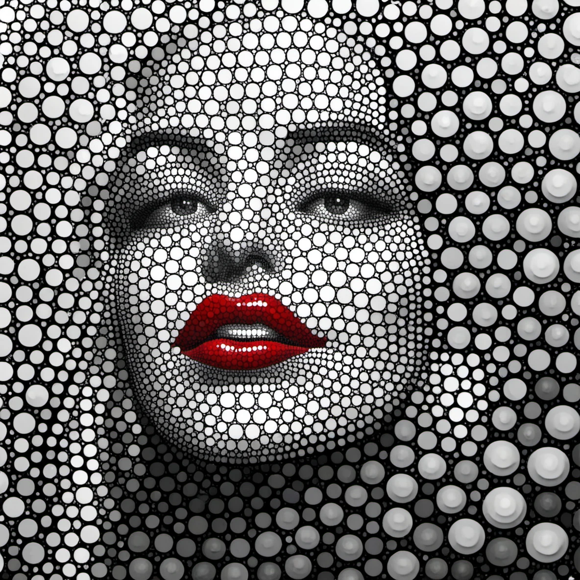 dotart, girl face, monochrome, red lips,highly detailed,<lora:Dor_Art:1>