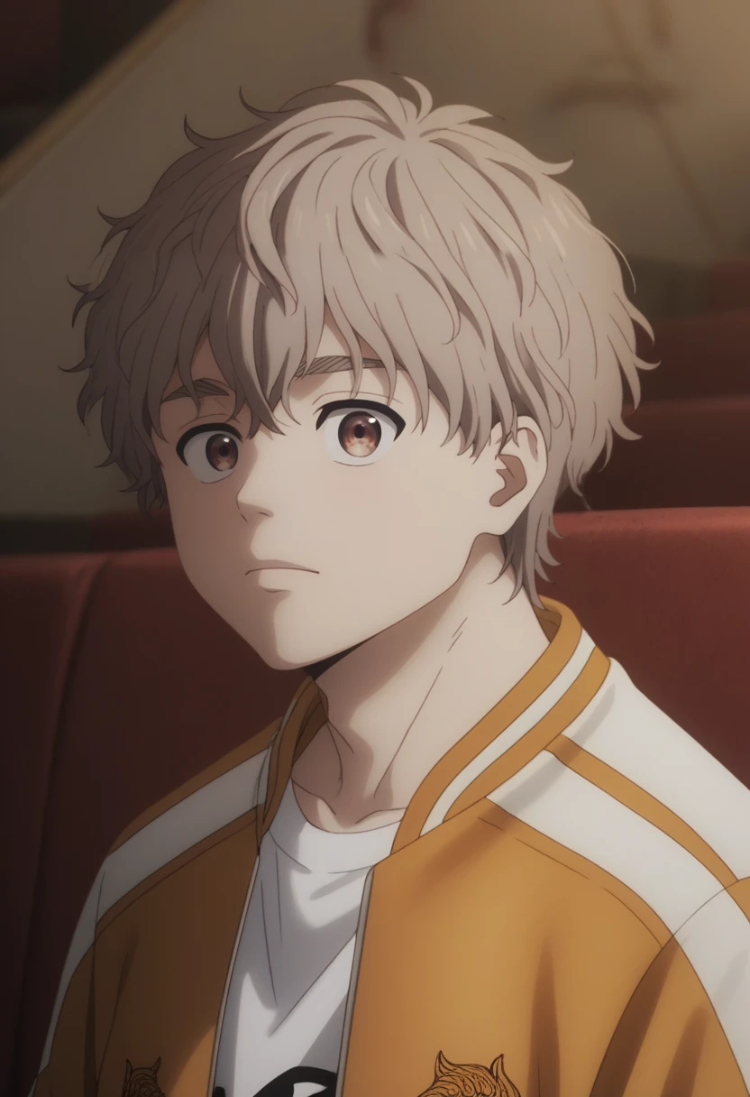 score_9, score_8_up, score_7_up, score_6_up, highly detailed, masterpiece, best quality,detailed,intricate details, amazing quality, best aesthetic, absurdres,source_anime,
choji tomiyama, beige hair, 1boy, male focus, solo, orange jacket,brown eyes<lora:EMS-398505-EMS:1.000000>