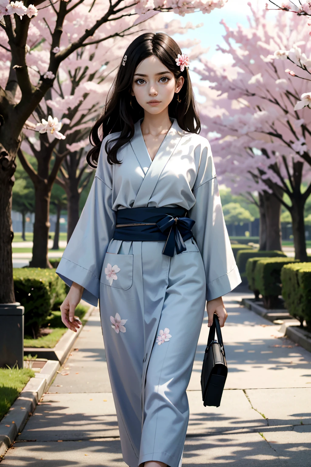 ((ultra detailed, masterpiece, absurdres))
 <lora:HRLauren:0.8>
HRLauren, 1girl, brown eyes, long hair, walking in a serene Japanese park with cherry blossoms, yukata, and a hair ornament