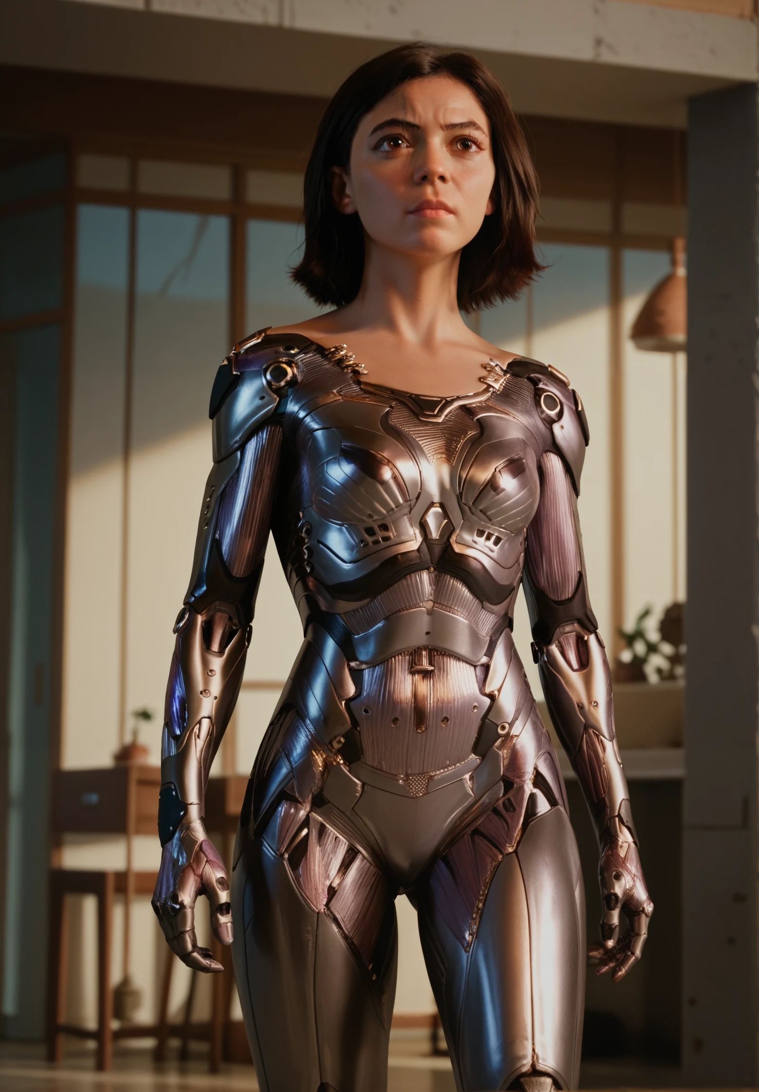 <lora:Alita:0.7> 1 girl, solo, alita, cyborg, berserker body, standing, cyberpunk, brown eyes
sharp focus, score_9, score_8_up, score_7_up, score_6_up, score_5_up, score_4_up