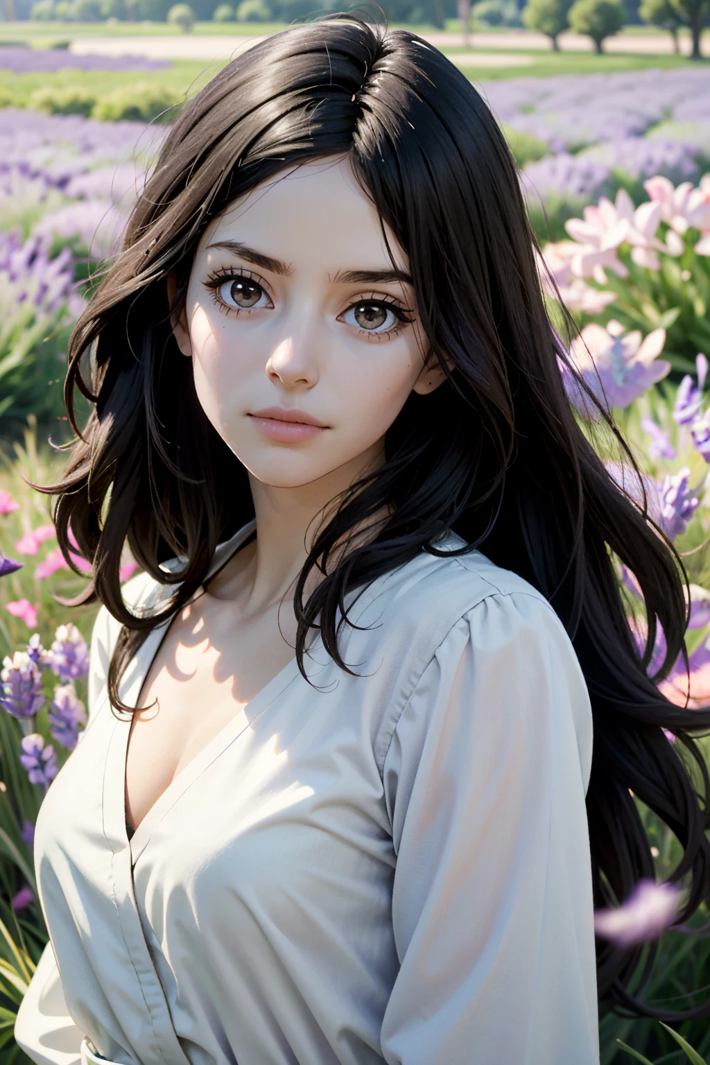 ((ultra detailed, masterpiece, absurdres))
 <lora:HRLauren:0.8>
HRLauren, 1girl, brown eyes, long hair, lavender field, midday, bright and vibrant with a sea of purple blooms