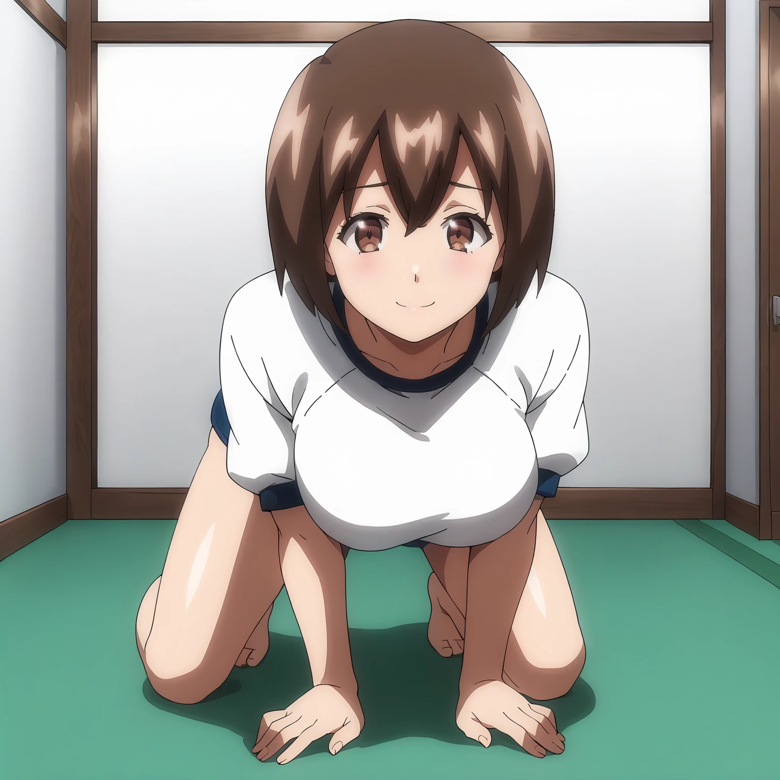 Yoshioka Haru, ponytail, brown eyes, brown hair, 1girl,masterpiece, expensive quality, very_expensive_solve, big_file size, full color,(completely nude:1.2),pussy,niplles,(vaginal sex:1.2),(Loli kid),