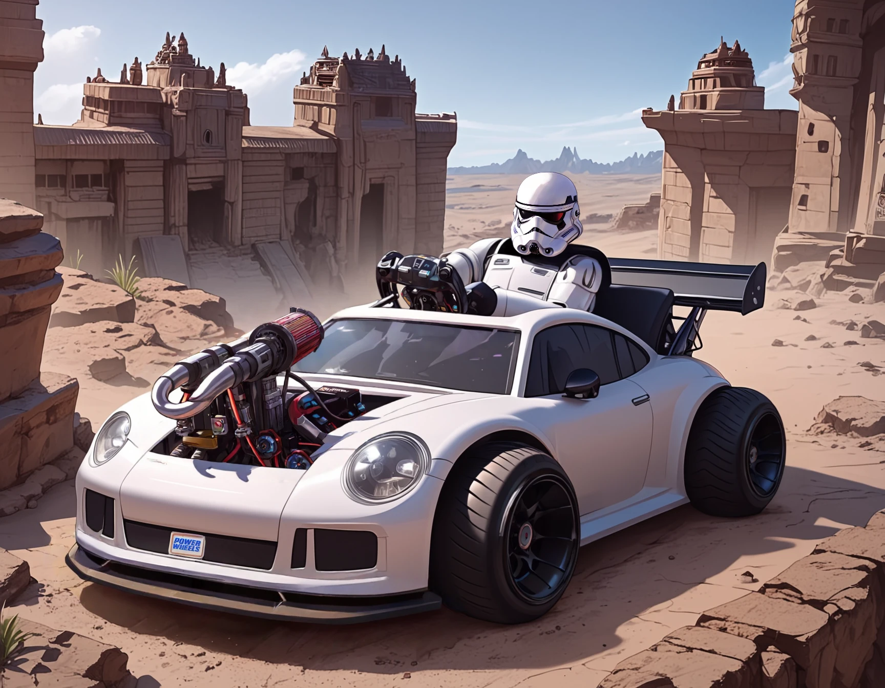 score_9, score_8_up, score_7_up, score_6_up, score_5_up, score_4_up,  
source: illustration,Porsche,star wars stormtrooper,solo, is driving a white Porsche, with a supercharger motor, action scene,at a ancient temple, tatoine desert, landscape, outdoorsscore_9, score_8_up, score_7_up, score_6_up, score_5_up, score_4_up,  
source: illustration,Porsche,star wars stormtrooper,solo, is driving a white Porsche, with a supercharger motor, action scene,at a ancient temple, tatoine desert, landscape, outdoors