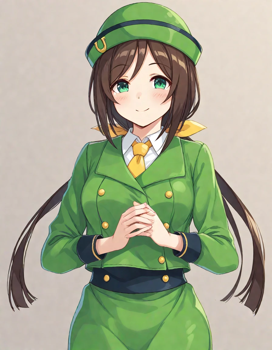 <lora:hayakawa_tazuna_XL-bf16-pony-v1:1>hayakawa tazuna, office lady,green hat, BREAK score_9, score_8_up, score_7_up, BREAK source_anime, best quality, masterpiece, uncensored,(clear eyes:1.2),(4 finger:0.5),zPDXLpg , <lora:Hyper-SDXL-4steps-lora:1>,