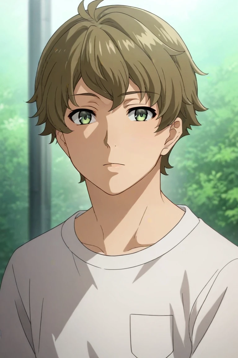 score_9, score_8_up, score_7_up, source_anime, rating_safe, , semi-realistic, looking at viewer, depth of field, 1boy, solo, male focus, <lora:yuuma_kunimi_pony:0.94>, yuuma_kunimi, brown hair, green hair, green eyes, short hair, , french costume, <lora:sdxl_lightning_8step_lora:1>