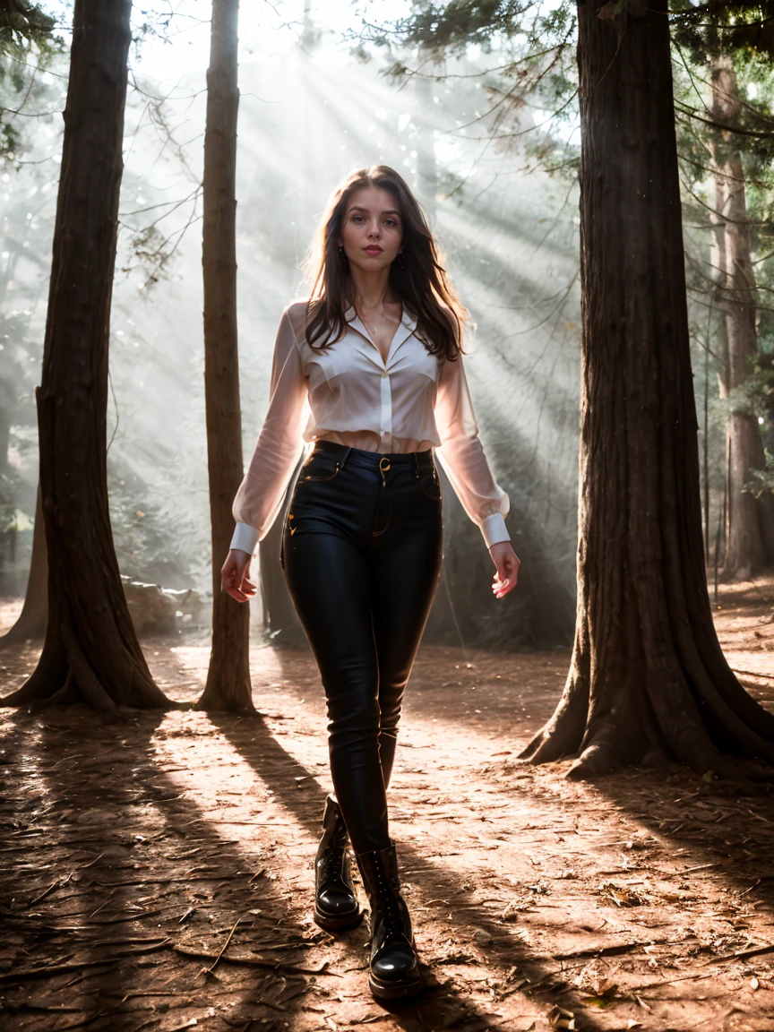 Photo, tv_Bethany_Brighton_MXAI
BREAK
walking through the woods, wearing a leather duster, wearing leather pants, wearing a white shirt, wearing black boots, walking towards the camera, golden hour, god rays
BREAK, 8k uhd, dslr, soft lighting, high quality, film grain, Fujifilm XT3, (((Ultra-HD-details, Ultra-HD-detailed, Ultra-HD-realistic, Ultra-HD-photo-same-realistic-quality-details)))