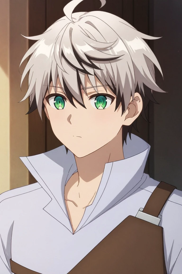 score_9, score_8_up, score_7_up, source_anime, rating_safe, intricate details, (realistic:0.6), , , 1boy, solo, male focus, <lora:rein_shroud_pony:0.78>, rein_shroud, grey hair, green eyes, short hair, multicolored hair, two-tone hair, black hair, bangs, hair between eyes, ahoge, , , <lora:sdxl_lightning_8step_lora:1>