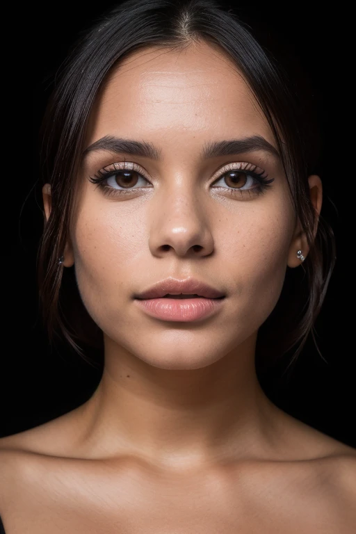 DEN_ariane_arianehu,
((headshot:1.2) portrait on a (plain black background:1.2), (headshot:1.2), (face focus:1.1), (facing the camera:1.2), Head in the centre, (eye contact:1.3), (intense stare:1.1), mouth open, (facing straightforward:1.2), (forward facing:1.1), Head, face, Head focus, Head tilted down, looking slightly up at the camera:1.2), bokeh, f1.4, 40mm, photorealistic, raw, 8k, textured skin, skin pores, intricate details <lora:epi_noiseoffset2:1>, epiCRealism