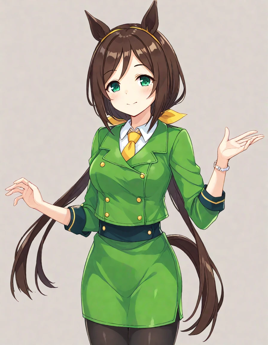 <lora:hayakawa_tazuna_XL-bf16-pony-v1:1>hayakawa tazuna, office lady,animal ears, tail,, BREAK score_9, score_8_up, score_7_up, BREAK source_anime, best quality, masterpiece, uncensored,(clear eyes:1.2),(4 finger:0.5),zPDXLpg , <lora:Hyper-SDXL-4steps-lora:1>,