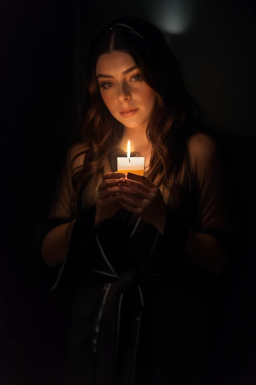 DEN_cherrie_velvet,
(in a dark room in (pitch black:1.2) amongst a (candle light vigil:1.2), (candles:1.1), (candle light:1.1), (pitch black room:1.2), (darkness:1.1), wearing a (sheer robe:1.1), robe, sheer, (lots of candles:1.2):1.2), bokeh, f1.4, 40mm, photorealistic, raw, 8k, textured skin, skin pores, intricate details <lora:epi_noiseoffset2:1>, epiCRealism <lora:ClothingAdjuster3:-1>