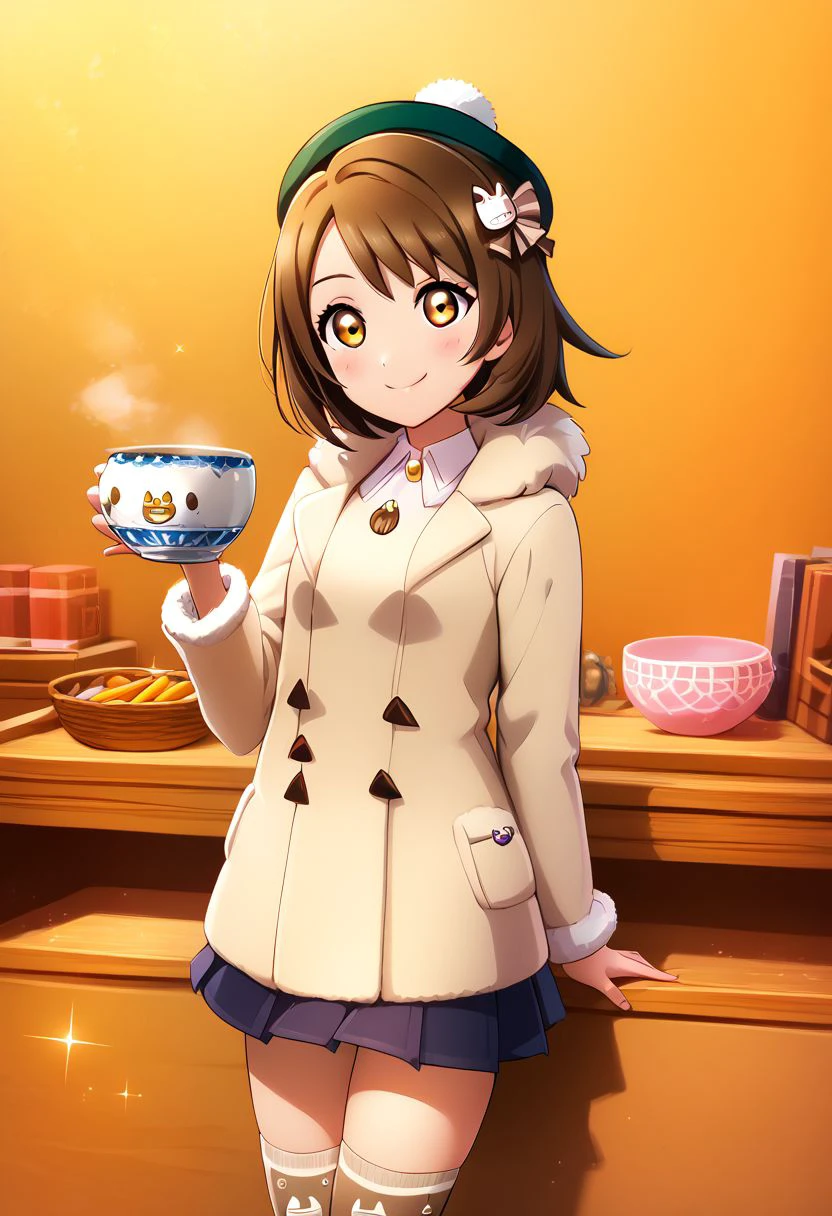 score_9, score_8_up, score_8, medium breasts, (curvy), cute, eyelashes,     
BREAK,
zzLoveLive,
BREAK, 
gloria (pokemon), brown hair, brown eyes, green hat, 
BREAK, 
, animal print, basket, blunt ends, blush, bow, bow hairband, bowl, box, brown hair, cat print, coal, coat, collared shirt, counter, cup, duffel coat, fork, fur-trimmed sleeves, fur trim, hair bow, hairband, holding, holding cup, long sleeves, love live! nijigasaki school idol club, mug, plate, plate stack, pleated skirt, shelf, shirt, shop, short hair, skirt, smile, solo, sparkle, spoon, thighhighs, towel
,zPDXL,