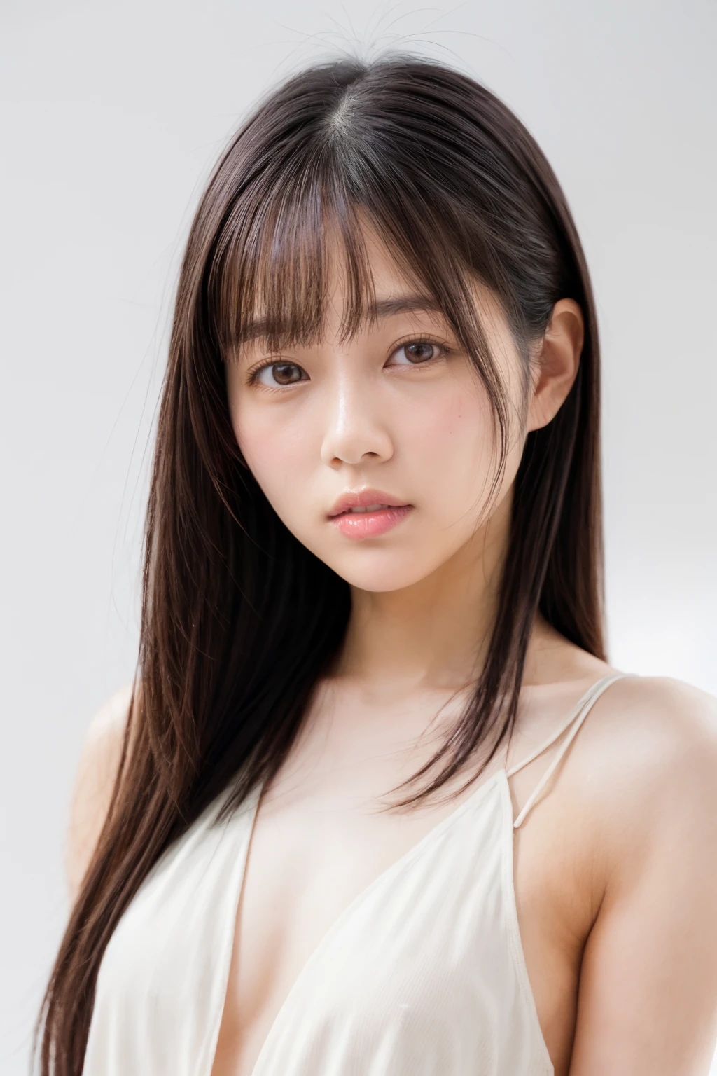 japanese woman Completely naked Don't hide your whole body real Single baby face 8K RAW portrait(japanese woman) ultra high resolution highest quality rough skin closed mouth pale skin (hairstyle: black hair bangs semi-long) shiny hair (flat chest: 0.20) Looks real Full-body view Young bright eyes Faint tear bags Large eyes slightly thick lips Long face Small and slender nose Pale facial features Narrow nose