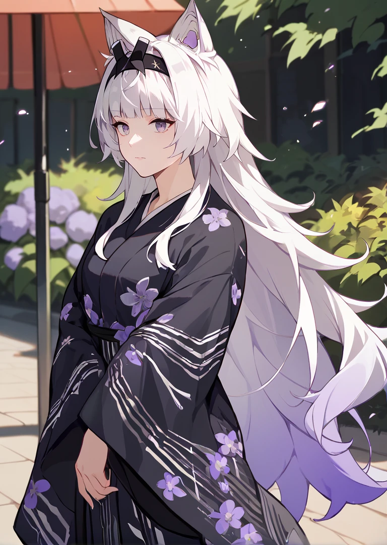 score_9, score_8_up, score_7_up, source_anime, 21feralscent, white hair, long hair, wolf ears, black hairband, purple eyes, black yukata, outdoors, floral print, purple glow
<lora:feralscent-step00001600:1>