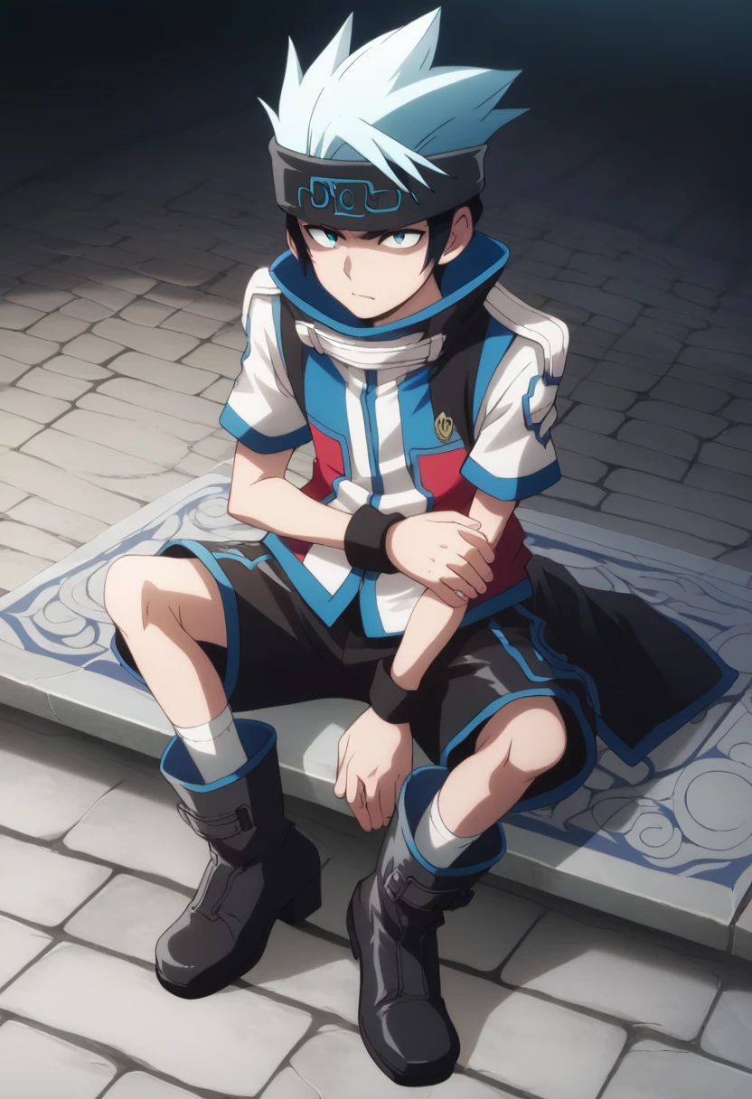 score_9, score_8_up, score_7_up, score_6_up, highly detailed, masterpiece, best quality,detailed,intricate details, amazing quality, best aesthetic, absurdres,source_anime,
horo horo, blue hair, blue eyes, 1boy, male focus, solo, boots, black footwear, black shorts, headband with pattern,Butcha<lora:EMS-400936-EMS:1.000000>