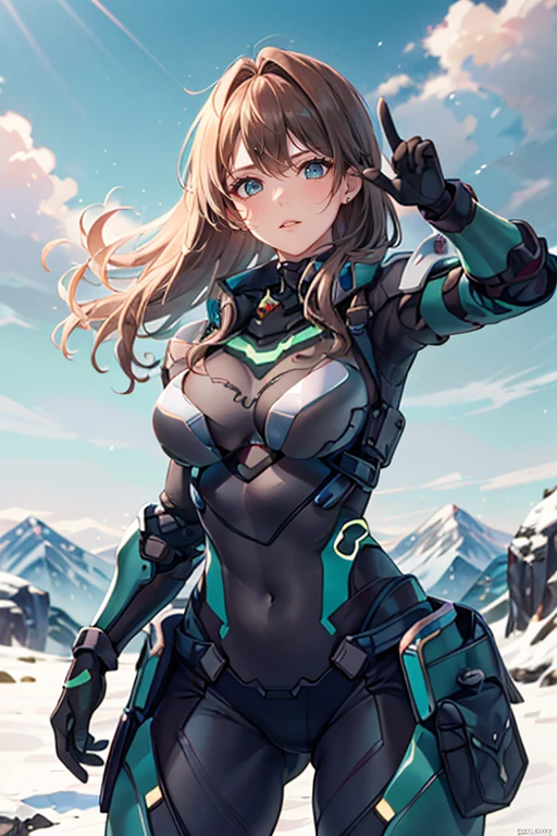 <lora:HXarmour_081:0.8>,mountain,Pointing at you,, hxarmour,1girl,(dark green armour:1.3),, ultra-detailed,extremely delicate and beautiful,(by exquisite colors block),masterpiece,best quality,unreal engine 5 rendering,movie light,movie lens,movie special effects,detailed details,HDR,UHD,8K,CG wallpaper,