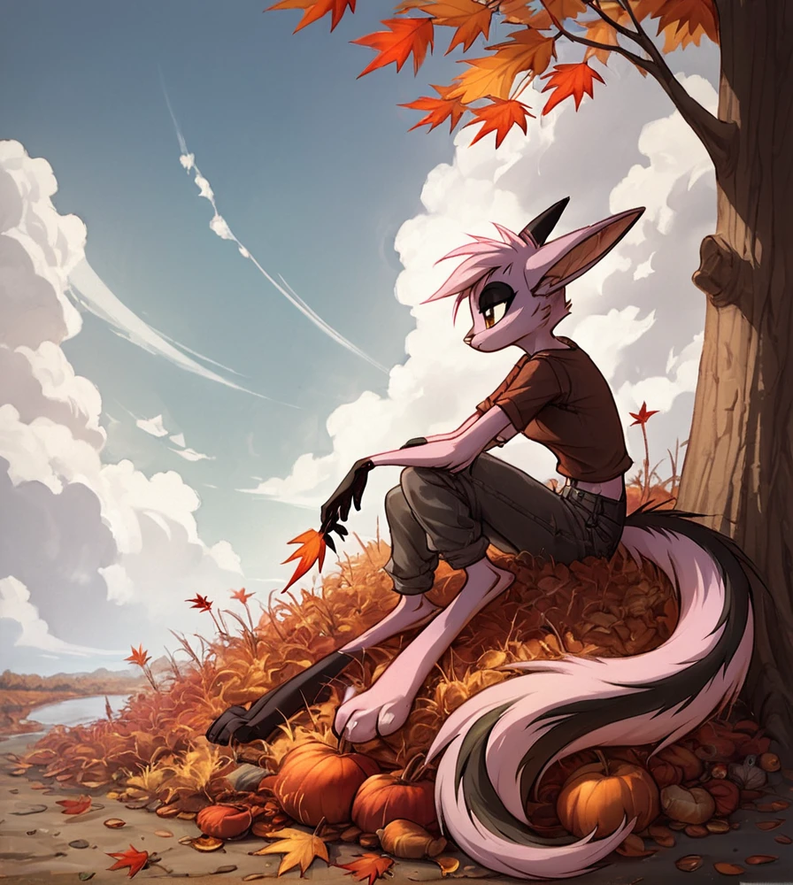 score_9, score_8_up, score_7_up, score_6_up, score_5_up, score_4_up, source_anime, BREAK
viriathusvayu, <lora:ViriathusPony:0.8>,
solo, tail, animal ears, furry, tree, cloud, furry female, sitting, leaf, 1girl
