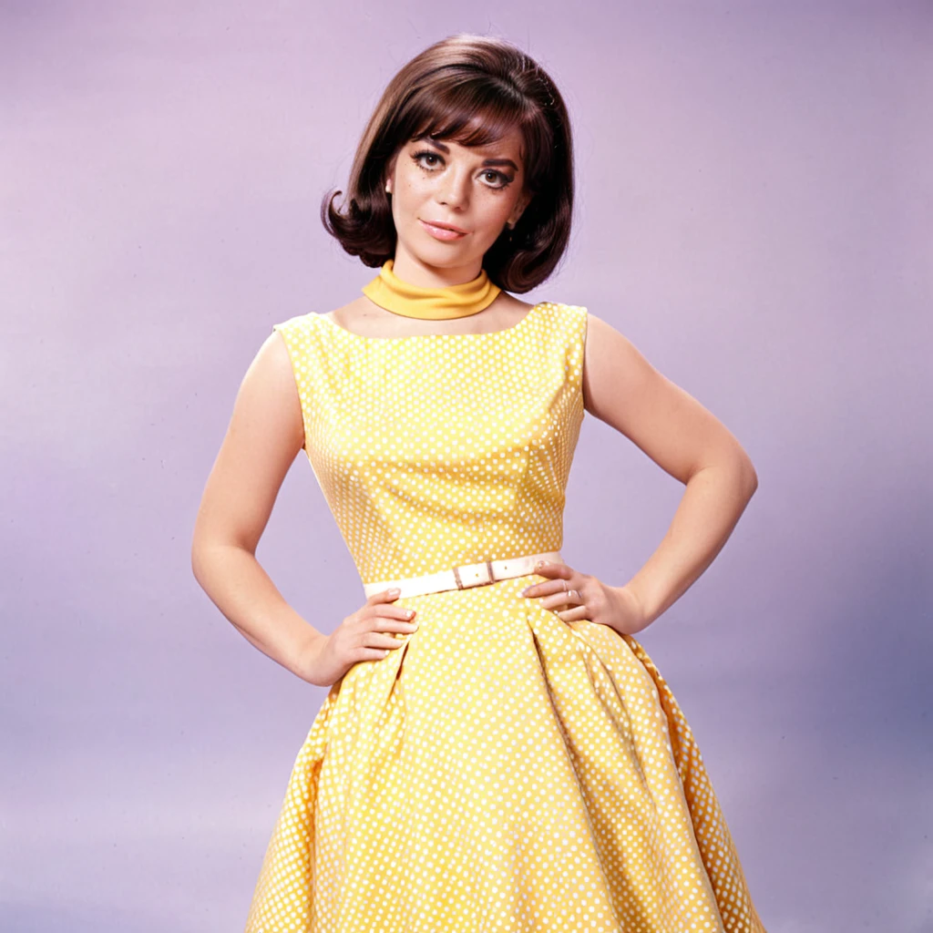 wearing a 60s dress outfit photo <lora:Natalie Wood SDXL-000002b:1> dooweilatan