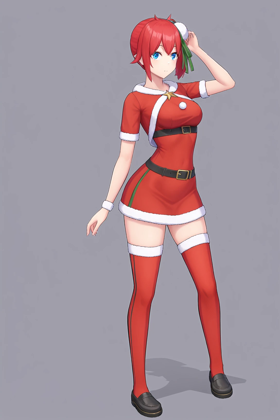 santa costume, dsc-ami, hair ornament, 1girl, solo, narrow waist, masterpiece, absurdres, high quality,highres, best quality, (full body:1.20), recent <lora:dsc-ami-V01-000003:0.6>