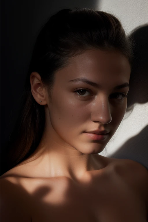 DEN_mariya_antsibonenko,
((headshot:1.2) portrait on a (plain background:1.2), (headshot:1.2), (face focus:1.1), lighting from the left, (shadows:1.2), (left side lighting:1.2), (side light:1.3), (half lit face:1.1), (strong shadows:1.2):1.2),
bokeh, f1.4, 40mm, photorealistic, raw, 8k, textured skin, skin pores, intricate details <lora:epi_noiseoffset2:1>, epiCRealism