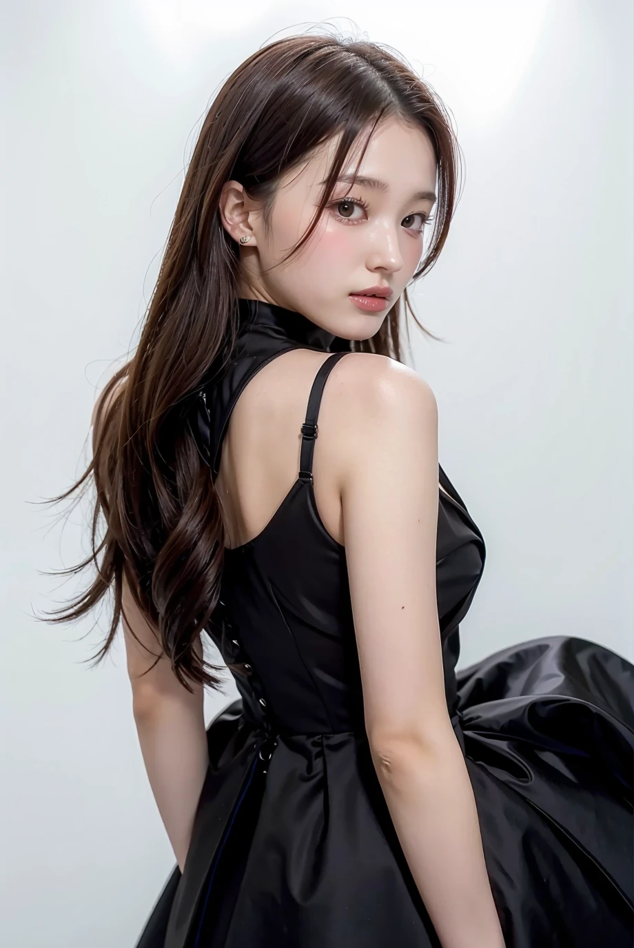 1girl, black  dress, white background,    <lora:nancyjewel_mcdonnie-02:1>