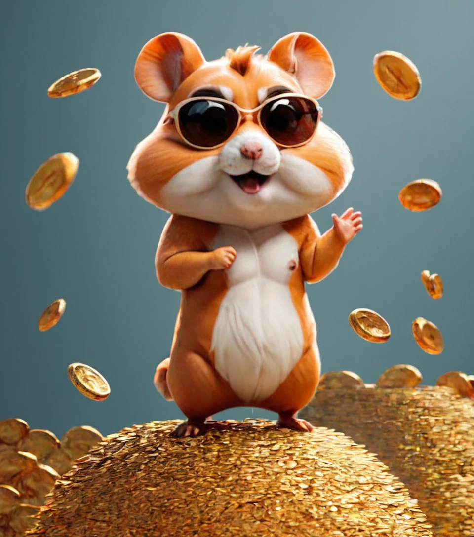 score_9, score_8_up, score_7_up, hkhmstr, hamster, happy, cool sunglasses, falling down pile of golden coins, flying objects, surrounded by money, 3d, octane render, perfect eyes, perfect hands, detailed fingers