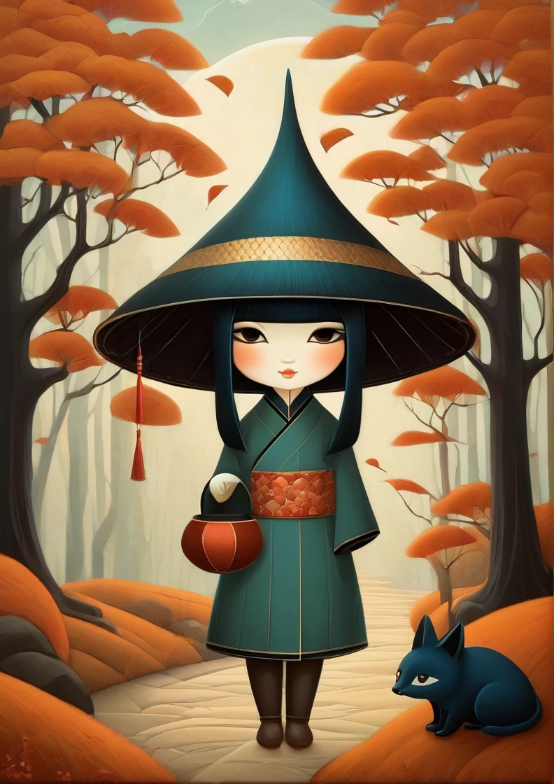 ð§µð±ð²ð,Tracie Grimwood Style - Cute Yokai,in the style of Andy Kehoe and Jon Klassen,sharpening,<lora:Pony blackhat-V0.1:1>,hat,1girl,solo,