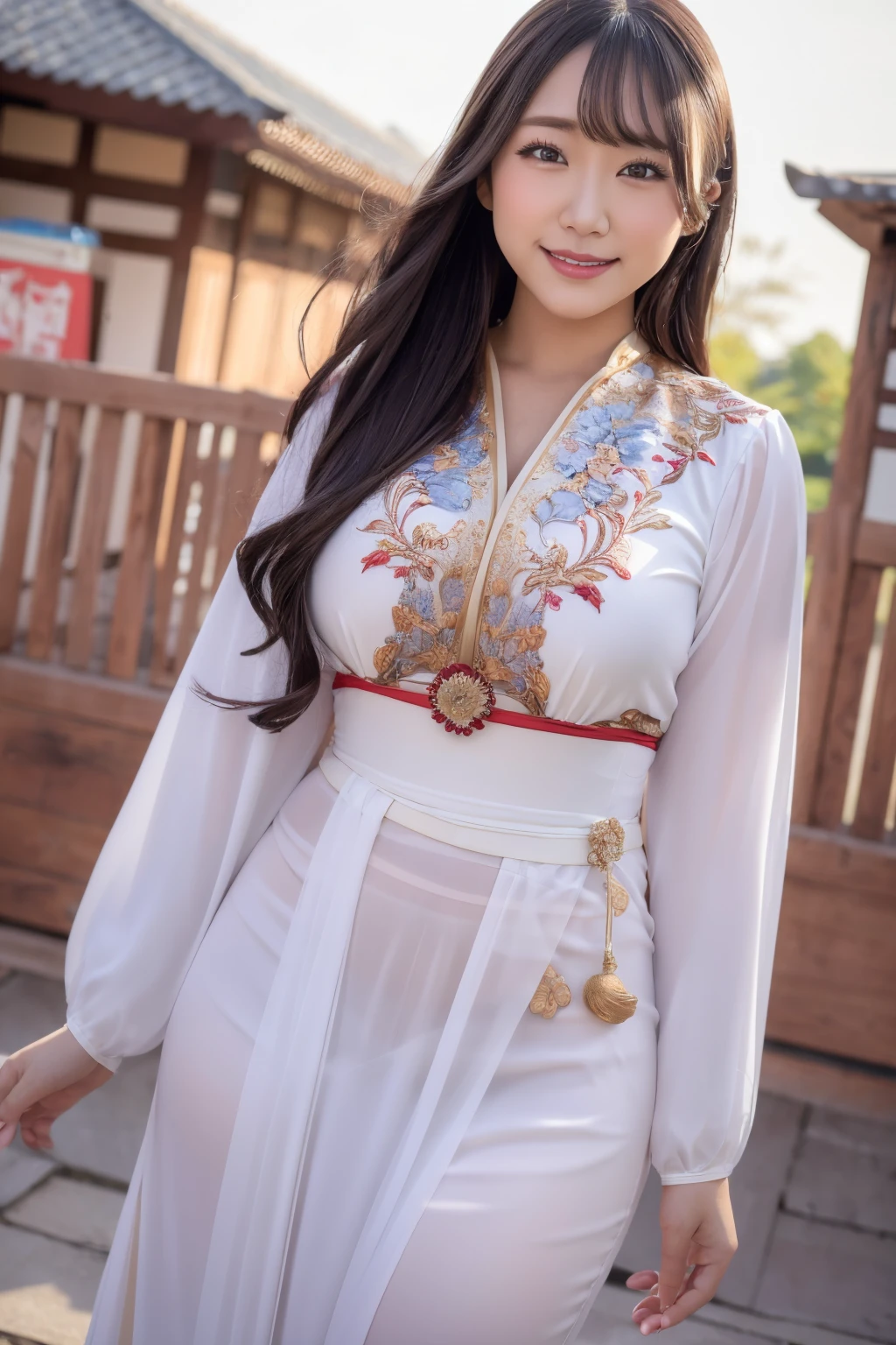 <lora:AVG_Himesaki Hana:0.8>,AVG_Himesaki Hana,Chong Kraben for Women (Thai traditional clothing for women),cowboy shot,smile,blush,outdoors,, edge quality,perspective silhouette,8k,best quality,masterpiece,extremely detailed,rule of thirds,photorealistic,superb,HDR,high resolution,sharp focus,photorealistic rendering,extremely detailed description,professional,gorgeous and intricate detail,