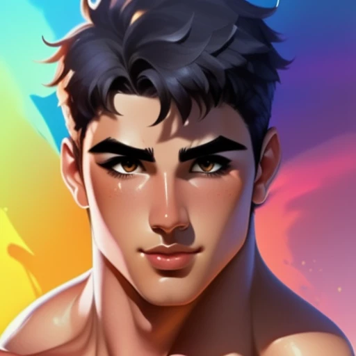 Mec mignon, chanteur et danseur k-pop jeune taille moyenne mignon beau version animé torse nu sexy