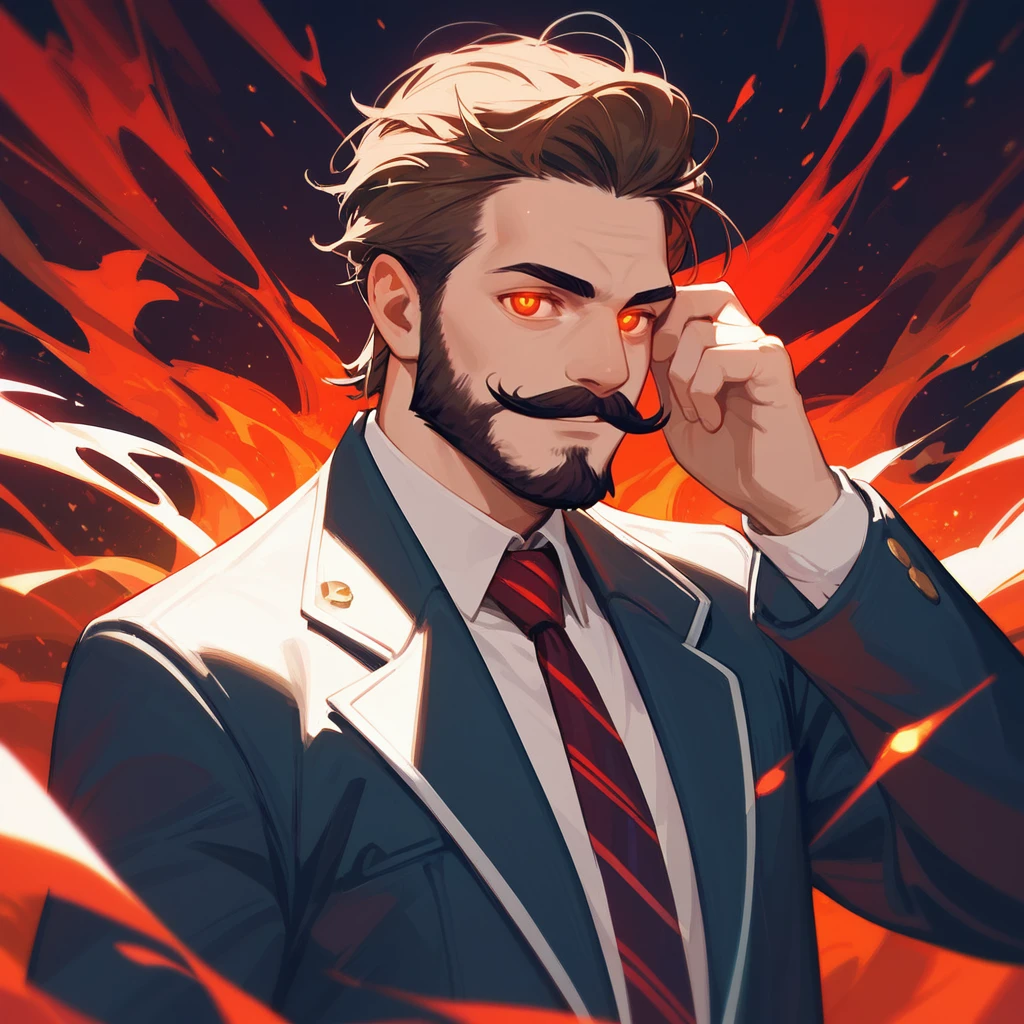 score_9, score_8_up, score_7_up, PDXL, <lora:ProfPic-000001:1>, pr0fpic, portrait, 
1boy, detailed eyes, long brown hair, beard, moustache, red glowing eyes, stylish brown hair