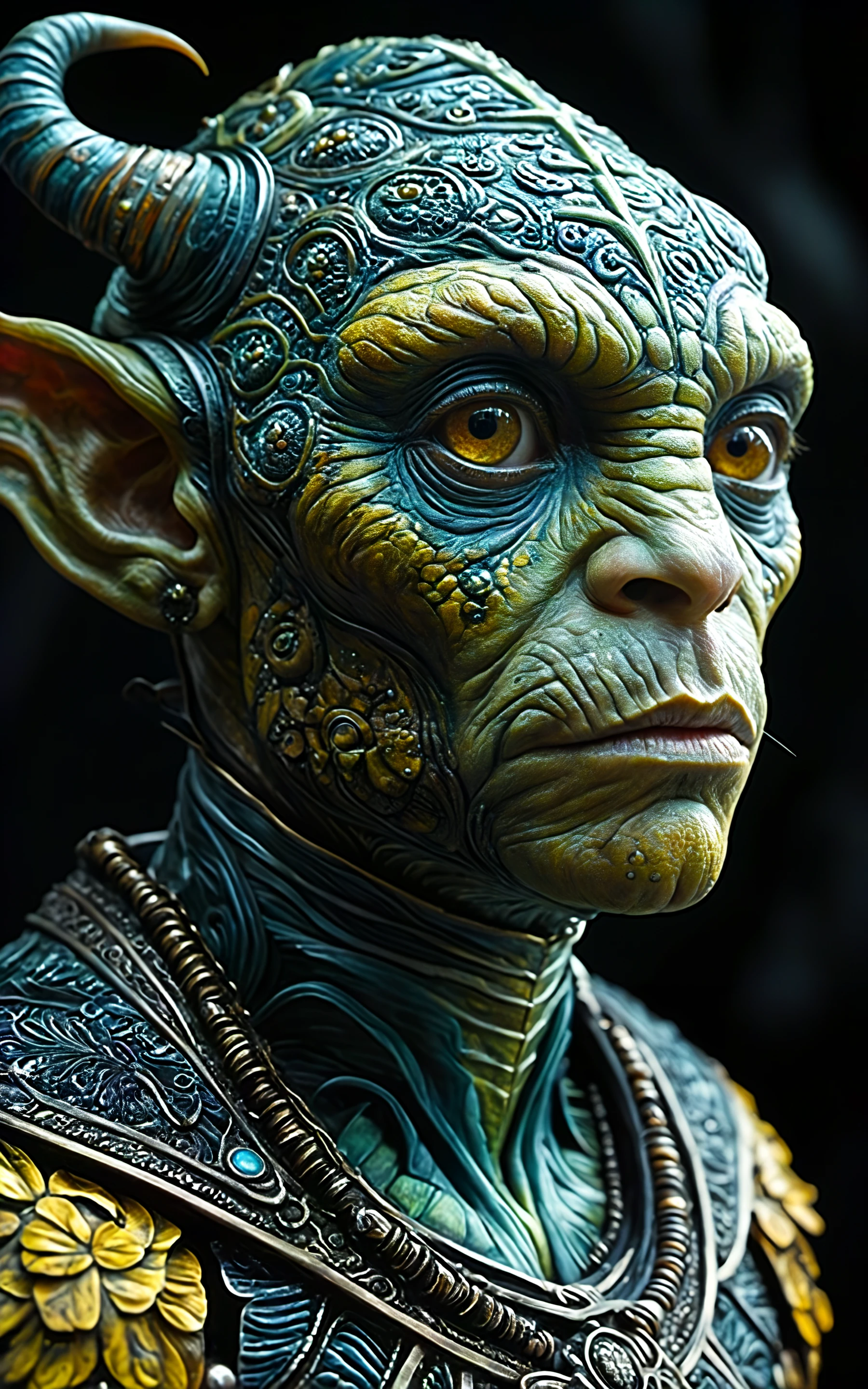 Hyperrealistic art cinematic film still photography in the style of detailed hyperrealism photoshoot,creature,fantasy,James Christensen,bold lines,hyper detailed,. shallow depth of field,vignette,highly detailed,high budget,bokeh,cinemascope,moody,epic,gorgeous,film grain,grainy,. Extremely high-resolution details,photographic,realism pushed to extreme,fine texture,incredibly lifelike,