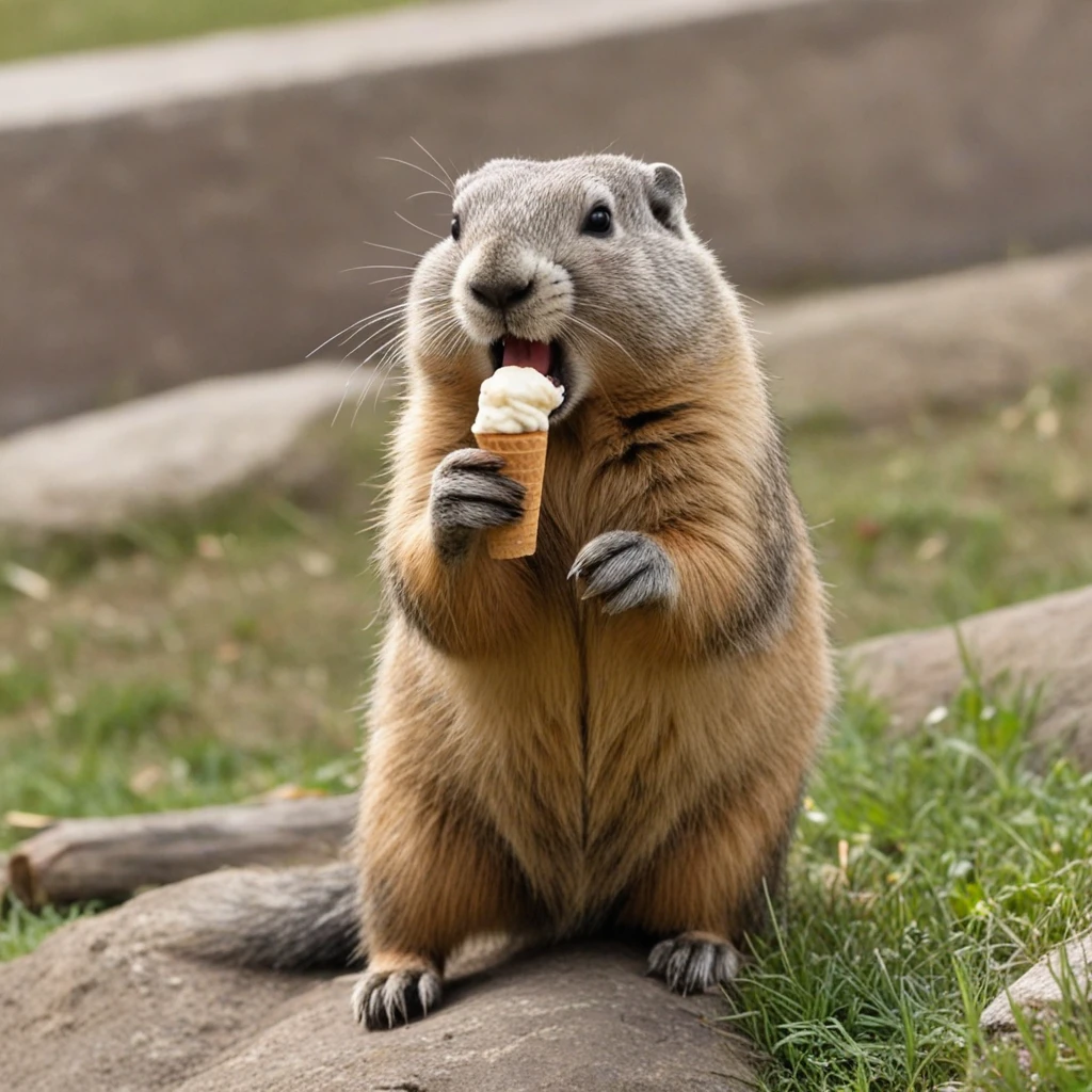 a marmot eating icecream at the alfresco