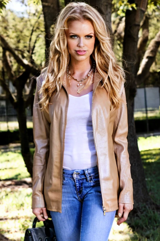 photo of S104_MarinaLaswick, an attractive woman, in a (valley:1.2), wearing a (jacket:1.1) and a (skirt:1.1), (8k, RAW photo, best quality, depth of field, ultra high res:1.2), (absurdres, intricate, photorealistic, masterpiece, ultra-detailed, Unreal Engine:1.3)