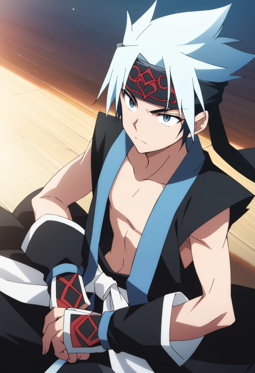 score_9, score_8_up, score_7_up, score_6_up, highly detailed, masterpiece, best quality,detailed,intricate details, amazing quality, best aesthetic, absurdres,source_anime,
horo horo, blue hair, blue eyes, black with red pattern headband, black shorts, ainu clothes, black fingerless gloves, open clothes, sleeveless<lora:EMS-400936-EMS:1.000000>