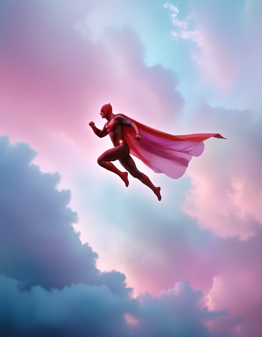 a superhero flying, dreamy analog style