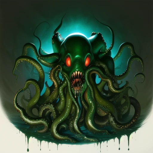 terryoakes style, tentacles, horror theme, color illustration, <lora:Terry_Oakes_style:1>