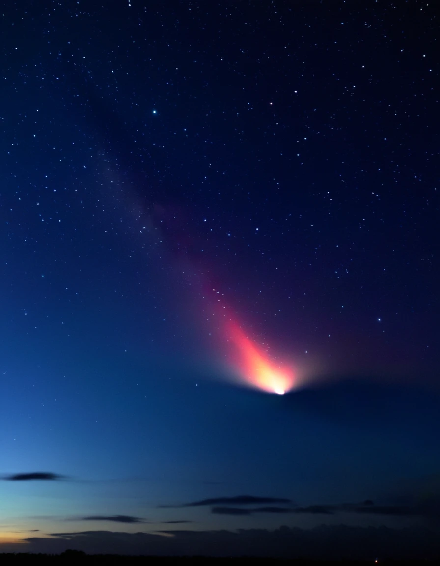 a comet streaking across the sky, dreamy analog style