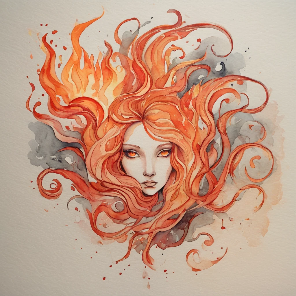 Fiery red and orange icon depicting Fire's elemental power, <lora:artfullyCOLORS1_SDXL_V1:0>, <lora:linquivera:0>, linquivera, liiv1 <lora:zavy-cntrst-sdxl:0>, dark, chiaroscuro, low-key, cute, whimsical, watercolor, ink, charcoal,  <lora:artfullyTEXTURIZED_SDXL_V1:1>