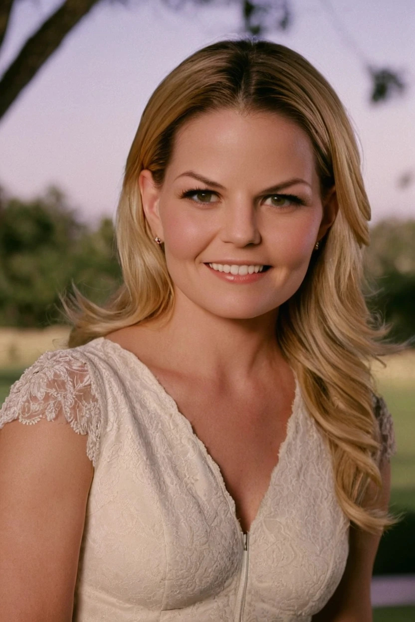 emma swan (jennifer morrison) a elegant consultant with attractivebut confident smile. The focus is sharp on her desirable eyes with a soft bokeh background that creates a shallow depth of field. Her hair framing her face in a polished manner. The image has a analogous colors tone with a natural light setting captured with kodak pixpro az401 16mp digital camera by graciela iturbide.. <lora:emmaSwan:1> . 35mm photograph, film, bokeh, professional, shot by laura zalenga, 4k, highly detailed