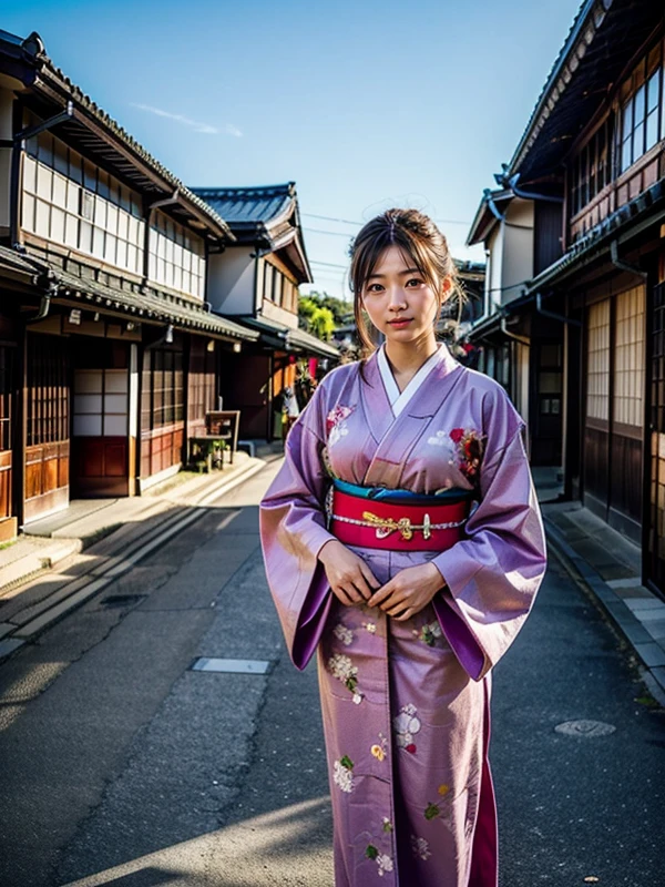 <lora:add_detail:0.25>(realistic, photo-realistic:1.3), ultra-detailed, (realistic skin),
1girl, 27yo japanese female, standing, japanese kimono clothes,
<lora:JPN_edo-cityscape:0.6> outdoors, japanese building, on road