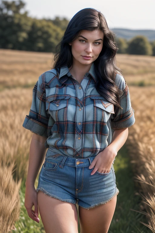 DEN_lucy_li,
(walking through a tallgrass meadow wearing (Jean shorts:1.3) and (plaid shirt:1.3), meadow, wild, overgrown, walking,:1.2),
bokeh, f1.4, 40mm, photorealistic, raw, 8k, textured skin, skin pores, intricate details <lora:epi_noiseoffset2:1>, epiCRealism