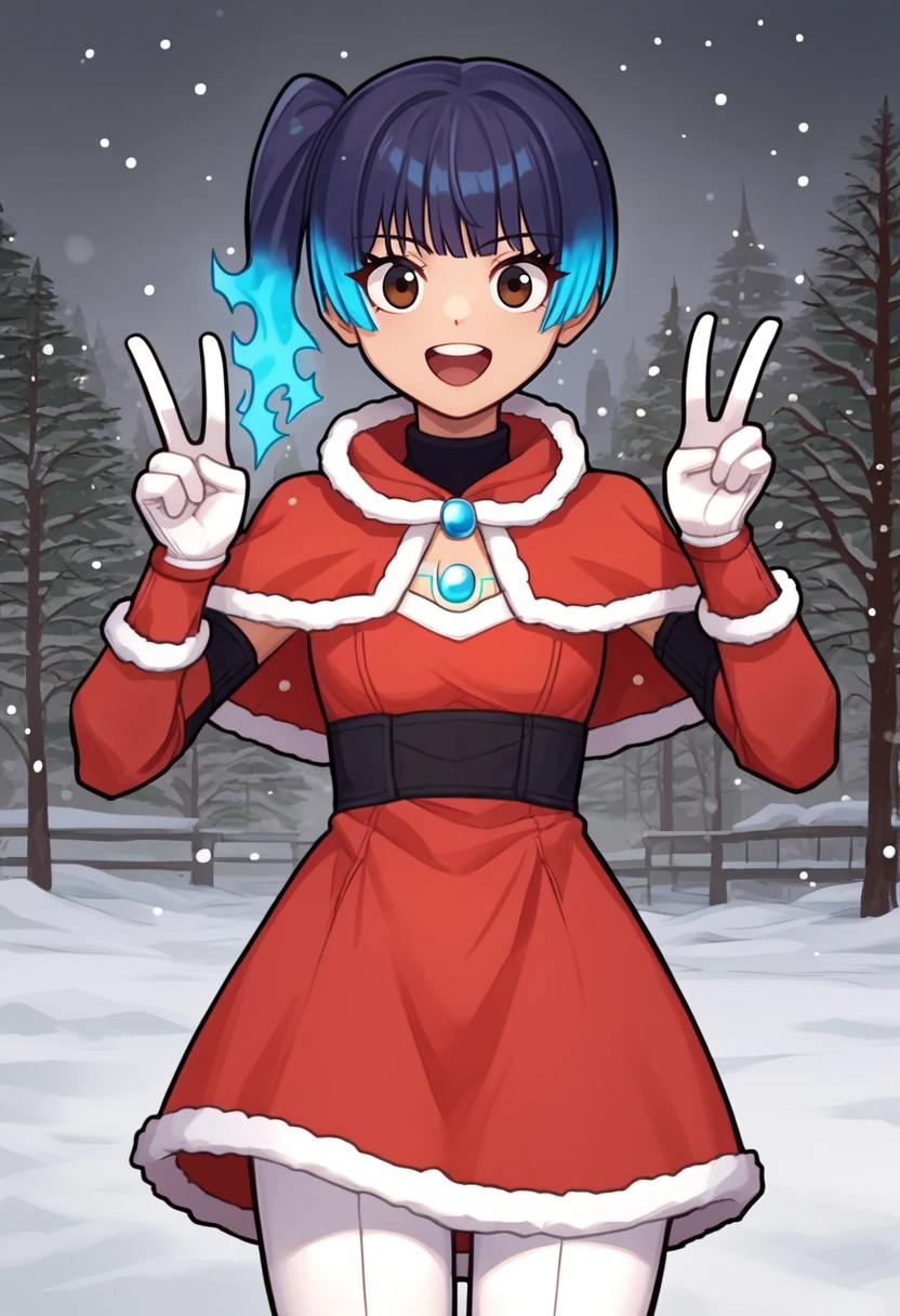 score_9, score_8_up, score_7_up, source_anime, solo, 1girl, xenoblade3sena, chest jewel, happy, looking at viewer, upper teeth, double v, fiery hair, side ponytail, christmas, fur trim, red capelet, fur-trimmed capelet, red dress, fur-trimmed dress, long sleeves, white gloves, white pantyhose, snowing, outdoors <lora:xenoblade3_sena_ponyXL-000008:1>