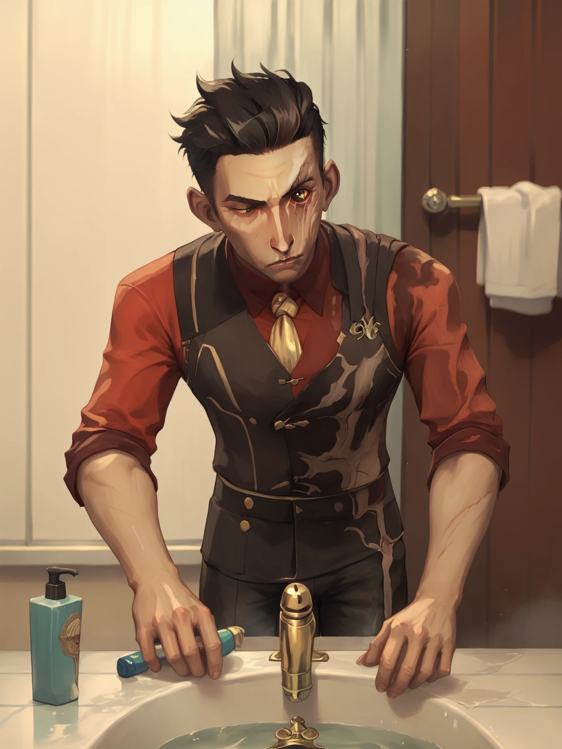 ((finedetail)),Ultra detailed,(((Best quality))),(incredibly_absurderes),Best Illustration,A high resolution,(Huge_filesize),((Masterpiece)),(Extremely detailed),Extremely detailed CG,yaoi, ((((NSFW)))),(((((Male))))),((((1boy)))),(((((1 boy))))),Striped hair,ahoge,(((((Short hair))))),Dark_Persona,n,:p,expressionless eyes,Blank stare,Tongue out,Blush,Anime face,saliva,ahegao,(((Black shirt))),((arms behind head)),(((mindbreak))),(((mental control))),??? machines,Open mouth,Tongue stock,indoor,Bed,Bright colors,Leggings,The erection,((((erection under clothes)))),wie z,,cumdrip,Dripping ,entangled,shrinks,, Milking,vein ,Large ,full bodyesbian,Spread legs,Heart-shaped pupils,Too many ??? toys,lens_flare,Depth of field,Student, Male focus,(((((Male))))),?????? boy,(((()))),completly ,(()), Contact with the testicles,((vein )),((Lick the )),((Large )),(lookingat ),(( Grab)),, in mouth, Milking,????,??? on bodyl,??? on tongue,Shoot at the boy,??? on hands,??? on ,Shoot in clothes,cumdrip,Dripping , On hair,wie z,mental control,mindbreak,Tongue out, On the tongue,Open mouth,Tongue stock,:p,Putting up with_face,Expressionless,Bed,Bright colors,expressionless eyes,Vibrator,(day),indoor,opens his eyes wide,Sun,finedetail,BDSM,Student,(shaded face),,Looking up,(((No Pupil))),(((Empty eyes))),Drooling,with her mouth open,((Glowing eyes)),(Expressionless), (Purple eyes),Blush,constricted pupil,dark halo,Possessed,Looking_at_Viewers,Dull eyes,