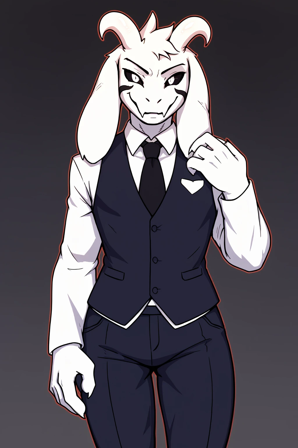 Score_8_up, score_7_up, Score_9, BREAK, 1boy, solo, asrielgod, white eyes, black sclera, smile, black suit, black necktie, business suit<lora:EMS-401796-EMS:1.000000>