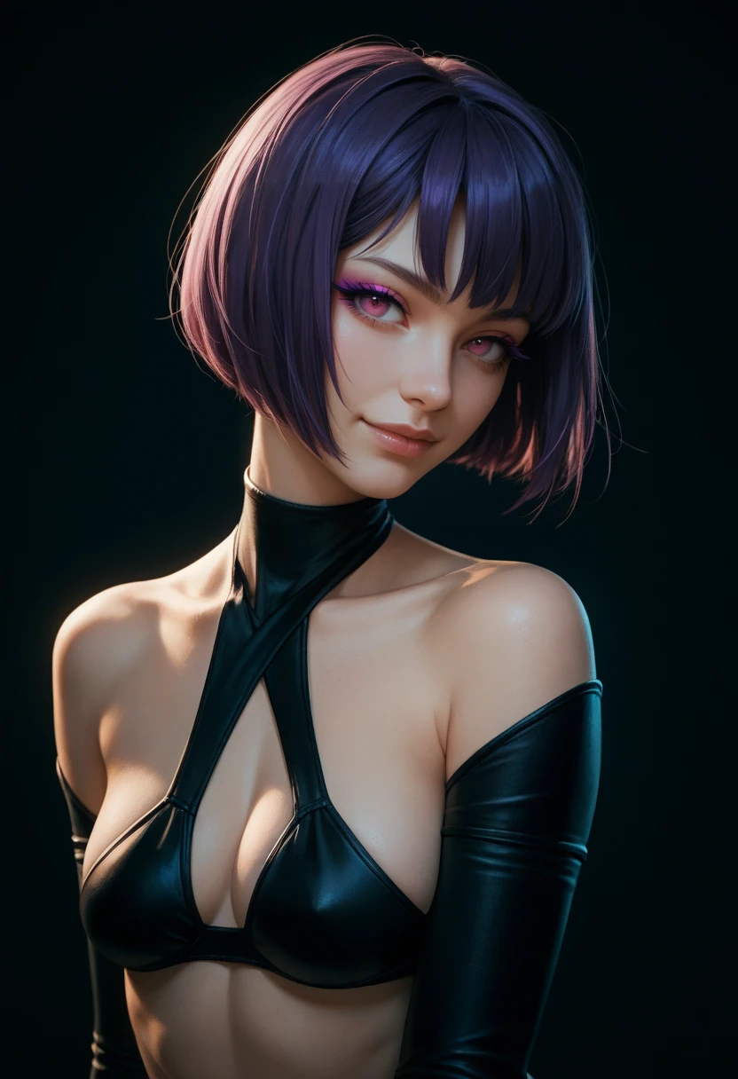 photo of celebrity, RAW, beautiful woman, ((portrait)), ((detailed face, colorful rainbow hair:1.2)), ((detailed facial feature, detailed skin, clear skin, parted lips), (perfect proportioned body, medium breasts, side boob), ( wearing a domineering mistress outfit, dressed entirely in shiny leather, purple eyeshadow, dark makeup: 1.5)), (high detailed beautiful gardens,The garden is filled Cherry blossoms all over the ground, flowers: 1.3), (side profile, looking at camera: 1.25), (, realistic photo, best quality, detailed), (8k wallpaper), (cinematic lighting, dramatic lighting) (sharp focus, intricate)