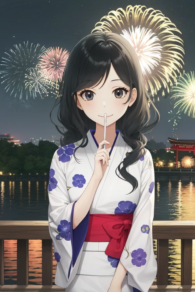 1 girl, outdoors, park, night, fireworks, looking at viewer, pov, standing, smile,
<lora:Usagi_Drop_-_Nitani_Yukari:0.7> udyukari, black hair, long hair, black eyes
yukata, japanese clothes,