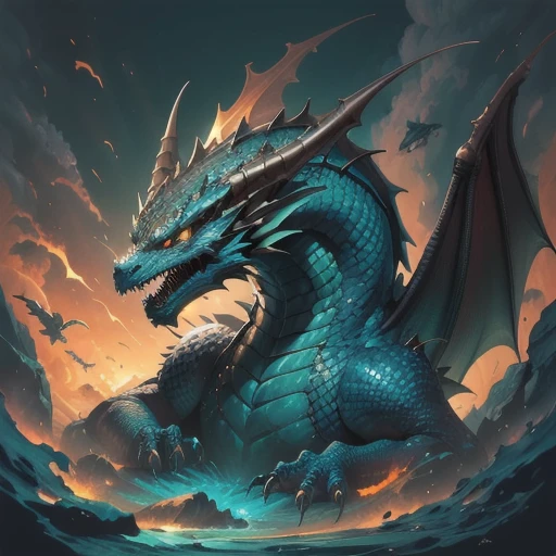 jhstyle style, dragon, color illustration,  <lora:John_Higgins_style:1>