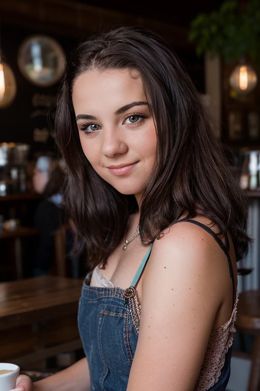 <lora:MilanaFrajerova:0.8> full color portrait of a young woman, having coffee at a vintage cafe, natural light, RAW photo, subject, 8k uhd, dslr, soft lighting, film grain, Fujifilm XT3, Nikon D850